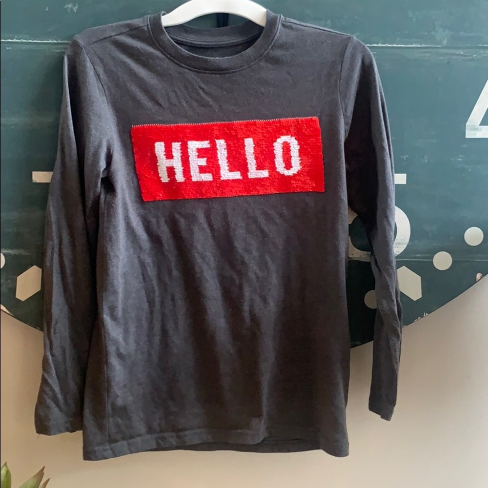 3/$15 Boys Cat and Jack stretchy T-shirt sequins Large